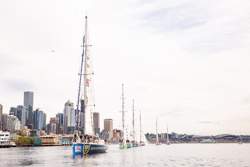 Fleet leaving-Seattle - Clipper Race 11 - photo © Jean-Marcus Strole Photography