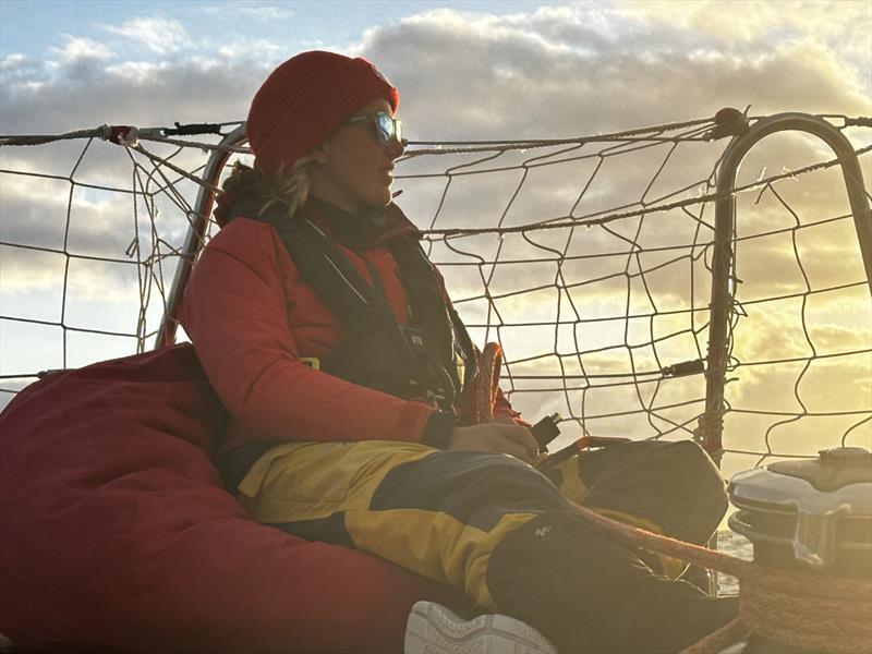 Spinnaker sail trimmer on Qingdao - photo © Clipper Race