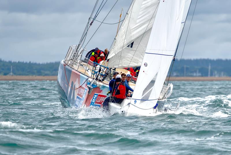 Round the Island Race photo copyright Tom Hicks / www.solentaction.com taken at Island Sailing Club, Cowes and featuring the Clipper 70 class
