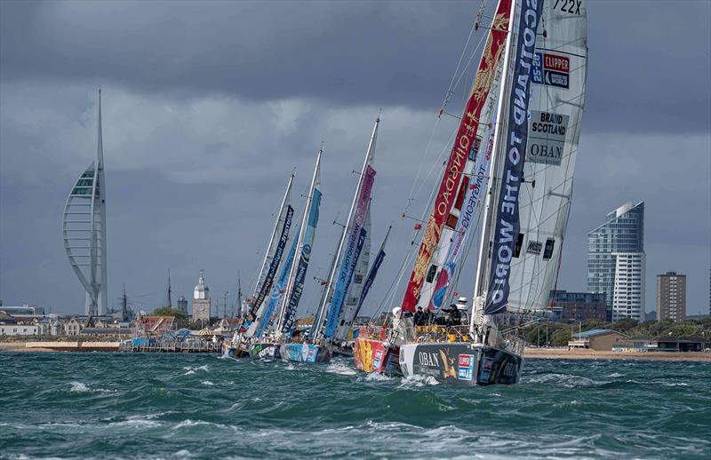 The Clipper Race fleet of ten identical 70ft racing yachts set off from Portsmouth, UK, to embark on the 40,000nm race around the globe photo copyright Clipper Ventures taken at  and featuring the Clipper 70 class
