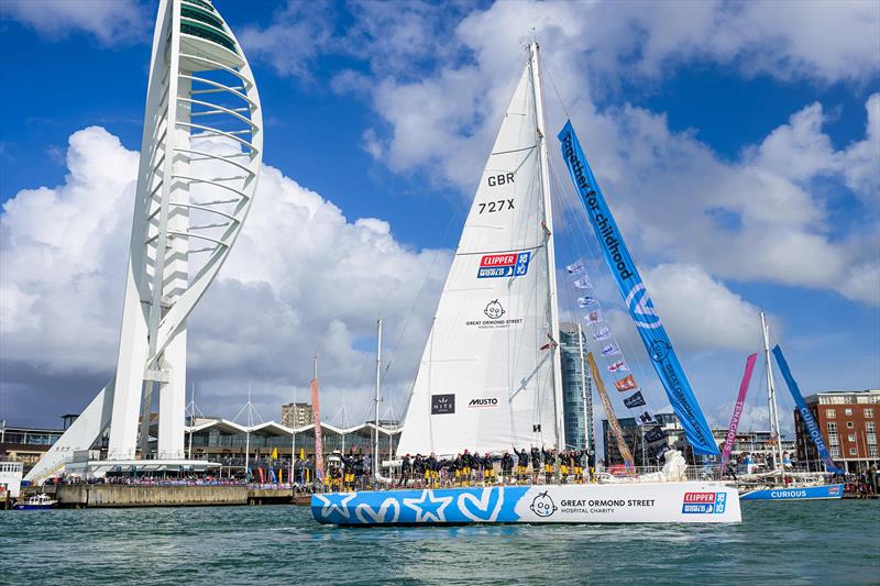Team GOSH departing Portsmouth, UK, in the shadow of Portsmouth's Spinnaker Tower photo copyright Clipper Ventures taken at  and featuring the Clipper 70 class