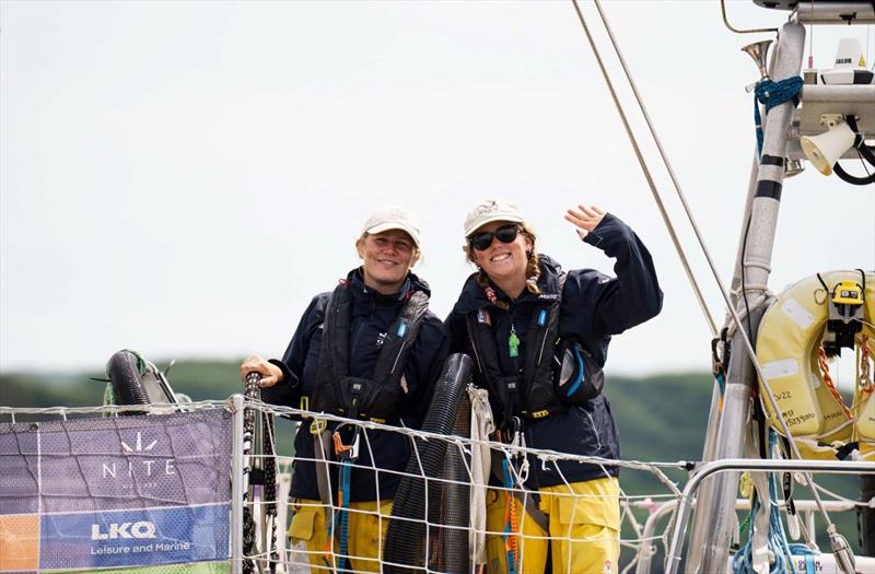 Team Scotland professional pairing Heather Thomas (Skipper) and Millie Apperley (First Mate) are the first all-female pairing to feature on the Clipper Race podium photo copyright Clipper Race taken at  and featuring the Clipper 70 class