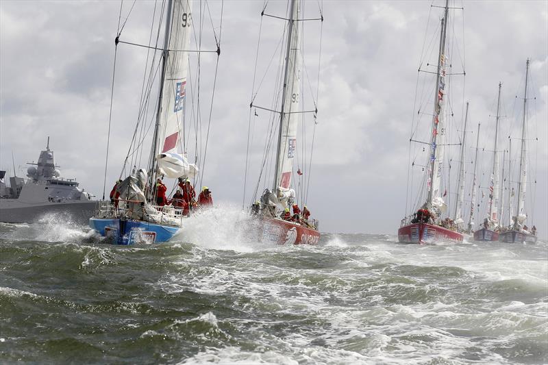 The Clipper 2011-12 Round the World Yacht Race fleet head for the Race 15 start photo copyright onEdition taken at  and featuring the Clipper Ventures class