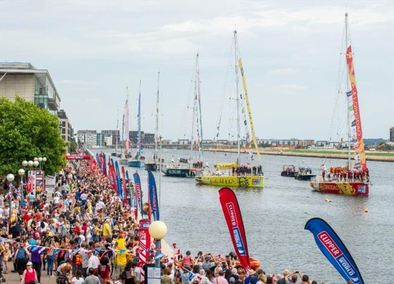 The Clipper Race fleet arrives into Royal Albert Dock, London photo copyright Clipper Ventures taken at  and featuring the Clipper Ventures class