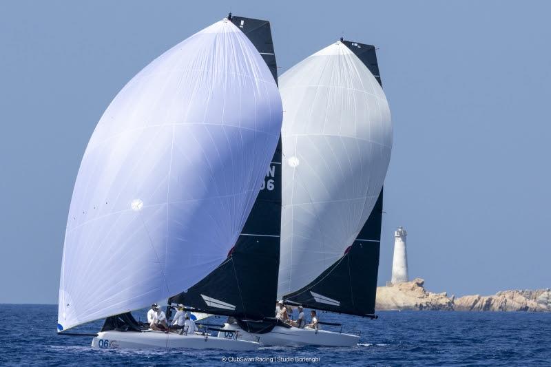 ClubSwan 28 class racing with the Monaci islets in the background - The Nations League - Swan One Design Worlds - photo © ClubSwan Racing - Studio Borlenghi
