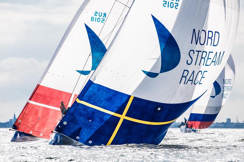 Cape Crow Yacht Club (Team Sweden) and Frederikshavn Sejlklub (Team Denmark) jockey for the lead leaving Copenhagen during Nord Stream Race Leg 2 photo copyright Lars Wehrmann / Nord Stream Race taken at  and featuring the ClubSwan 50 class