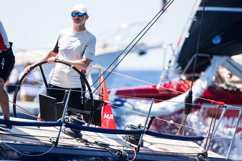 HM King Felipe VI sailing at the helm Aifos 500 - 38 Copa del Rey MAPFRE photo copyright María Muiña / Copa del Rey MAPFRE taken at Real Club Náutico de Palma and featuring the ClubSwan 50 class