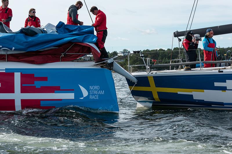 The Danish boat's bowsprit got jammed in the stern of the Swedish boat - Nord Stream Race photo copyright Nord Stream Race / Marina Semenova taken at Kieler Yacht Club and featuring the ClubSwan 50 class