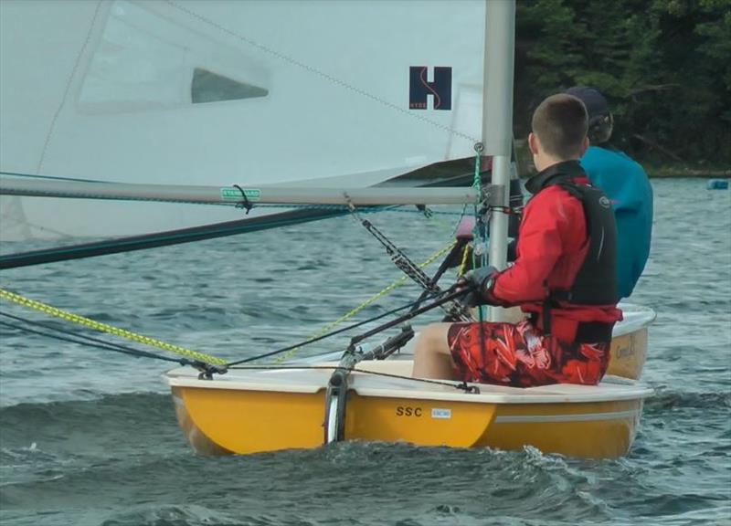 Chris Hatton chasing Eddie Pope at the Littleton Comet Open photo copyright Clive Cherry taken at Littleton Sailing Club and featuring the Comet class