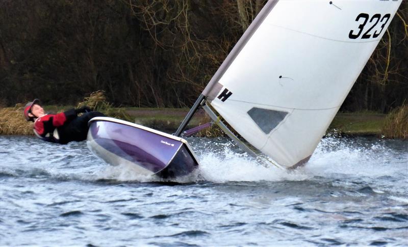 Annette Walter having a ball during the End of Year Pursuit Race at Welwyn Garden City SC photo copyright Charles Adams taken at Welwyn Garden City Sailing Club and featuring the Comet class