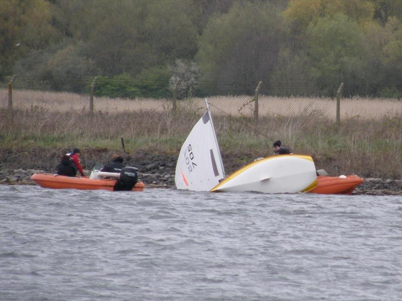 A busy day for the safety boats during the Border Counties Midweek Sailing at Shotwick photo copyright Brian Herring taken at Shotwick Lake Sailing and featuring the Comet class