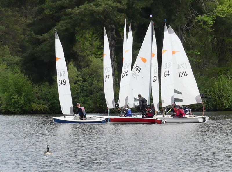 Bunching at the leeward mark, led by Tim Higgs (C849) during the Hawley Lake Comet Open - photo © Norah Jaggers