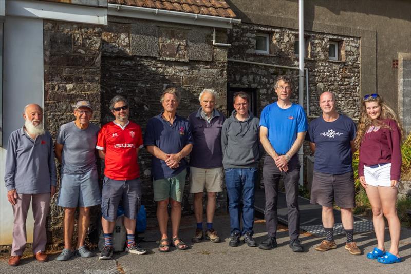 (L-R) Henry Jaggers, Eddie Pope, Alun Bevan, Adrian Holmes, Peter Mountford, Ben Palmer, Chris Robinson, Mark Govier and Vanessa Paschke - Comet Western Aphelion Series at Merthyr Tydfil photo copyright Bleddyn Pulman / www.facebook.com/bleddyn.pulman taken at Merthyr Tydfil Sailing Club and featuring the Comet class