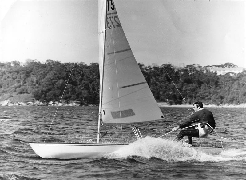 The prototype Contender sailing after staring at La Baule. Miller would get his knuckles wrapped for the sail number as it implied that the Contender was already an established class photo copyright D. Thomas Family taken at  and featuring the Contender class