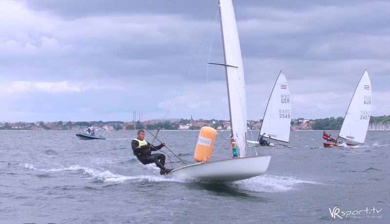 Jason Beebe on the way to winning the 2017 Contender Worlds photo copyright VRsport.tv taken at Sønderborg Yacht Club and featuring the Contender class