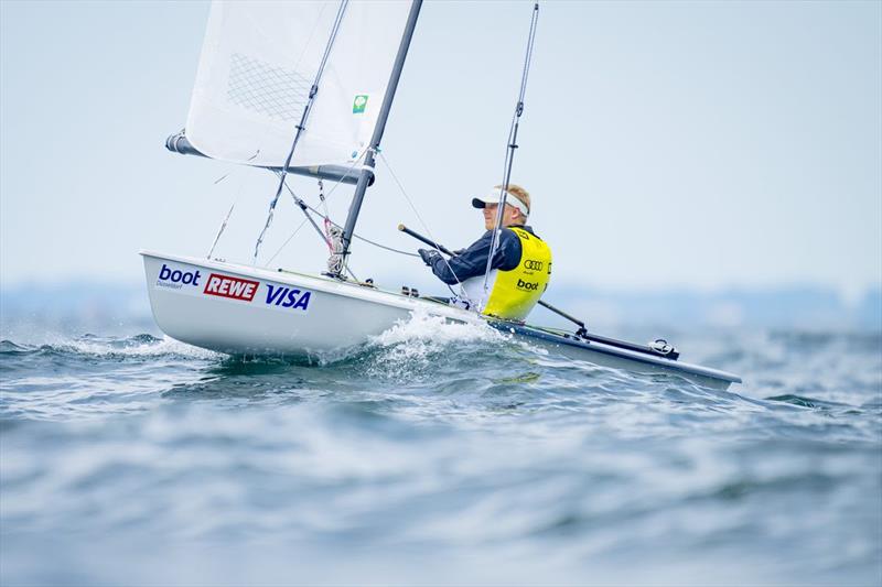 Former world champions from 2019, Max Billerbeck (GER), leads the Contender fleet at Kiel Week photo copyright Kiel Week / Sascha Klahn taken at Kieler Yacht Club and featuring the Contender class