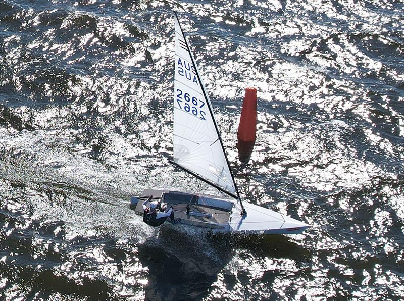 Richard Batten goes around a mark of the course photo copyright Ron Parker taken at Gippsland Lakes Yacht Club and featuring the Contender class