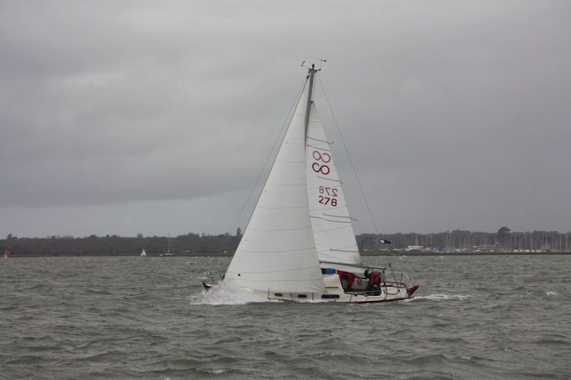 Rooie Rakker during the Lymington Town Charity Pursuit Race photo copyright LTSC taken at Lymington Town Sailing Club and featuring the Contessa 26 class