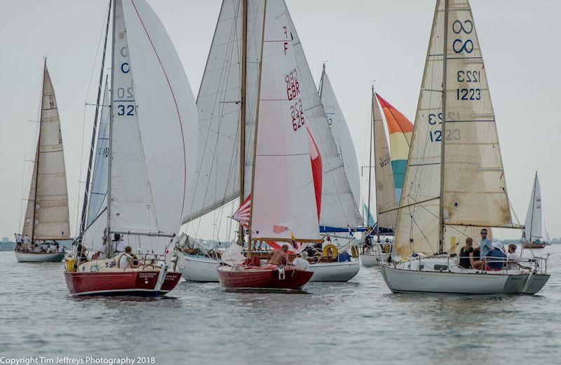 Contessa 26s and Folkboats coax the wind on the first leg of day 5 of Cowes Classics Week photo copyright Tim Jeffreys Photography taken at Royal London Yacht Club and featuring the Contessa 26 class