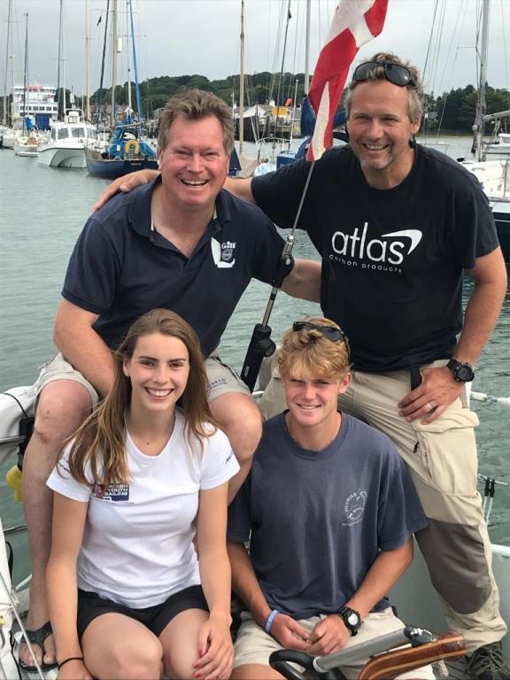 Contessa 32 Assent Rolex Fastnet Race crew (top left to bottom right) Simon, Kit, Hattie & Jonah Rogers photo copyright Rogers family taken at Royal Ocean Racing Club and featuring the Contessa 32 class