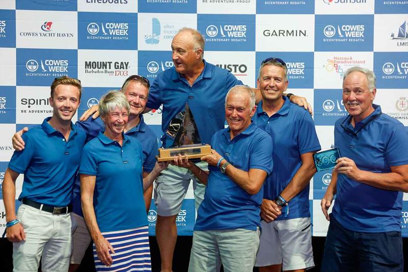 The crew of High Spirit celebrate their Bicentenary Gold Cup win - North Sails Cowes Week Day 7 photo copyright Paul Wyeth / www.pwpictures.com taken at Cowes Combined Clubs and featuring the Contessa 32 class