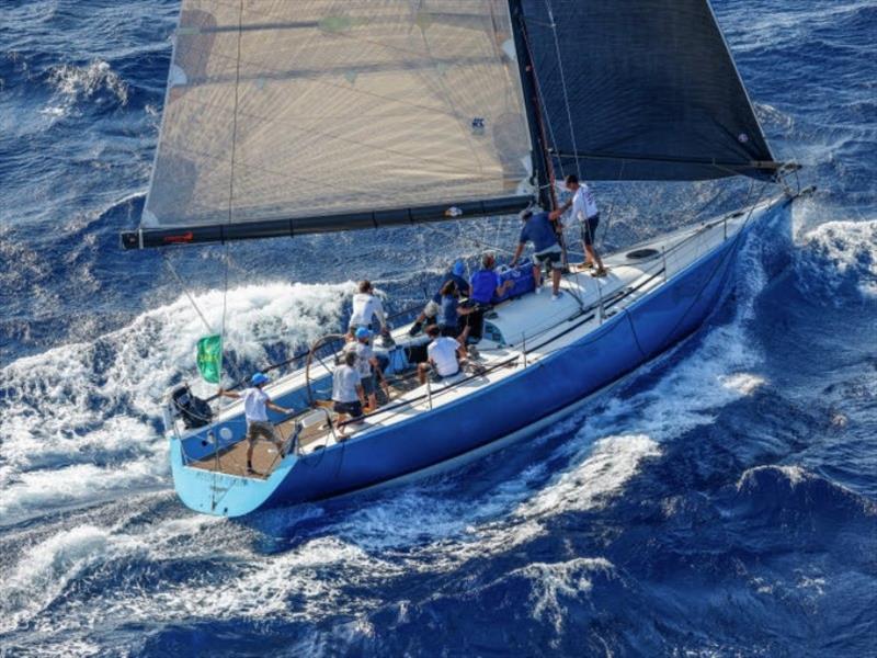 The Rolex Giraglia demands constant sail work as demonstrated by the crew on the Farr 45 Millenium Condor photo copyright Carlo Borlenghi taken at Yacht Club Sanremo and featuring the Farr 45 class
