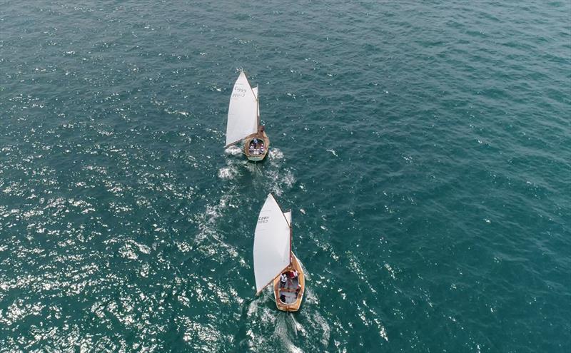 Rhapsody in front during the Portsea Cup photo copyright Bob Fowler taken at Sorrento Sailing Couta Boat Club and featuring the Couta Boat class