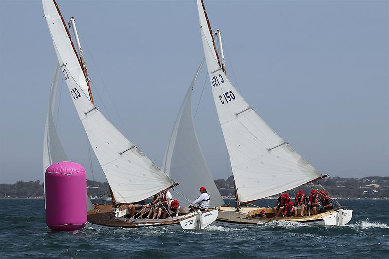 Aliscia skippered by Michael Cantwell leads Peter Pan skippered by Nick Sankey who had two firsts today. Congratulations photo copyright A.J. McKinnon taken at Sorrento Sailing Couta Boat Club and featuring the Couta Boat class