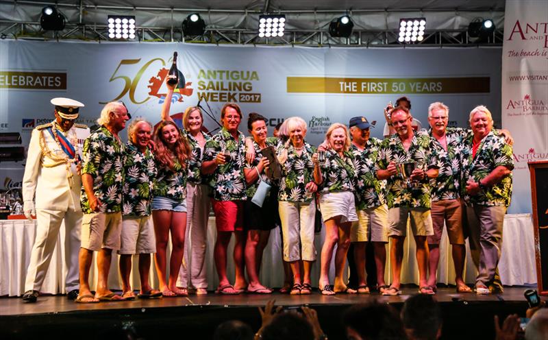 Mike Cannon & Neil Harvey's KHS&S Contractors from Florida, USA win CSA Bareboat Overall  at the 50th Antigua Sailing Week photo copyright Paul Wyeth / www.pwpictures.com taken at Antigua Yacht Club and featuring the Cruising Yacht class