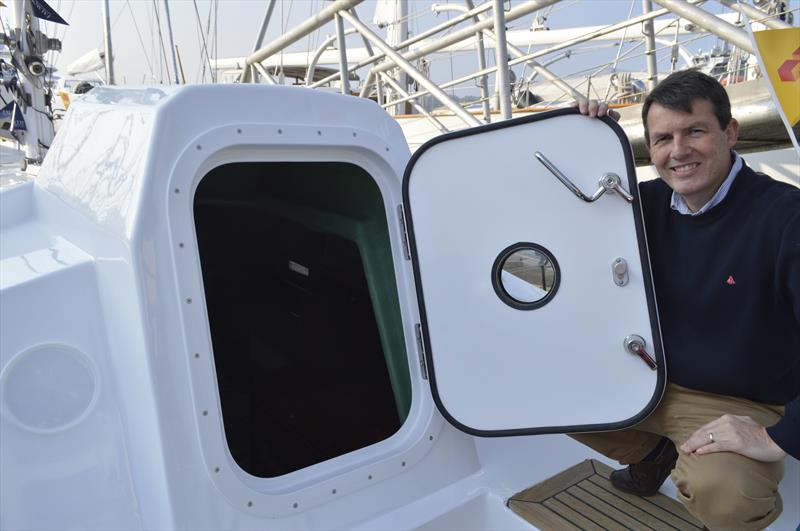 Cousot and the protective doghouse built to withstand the worst that the Southern Ocean can throw at it - photo © Barry Pickthall / Golden Globe Race