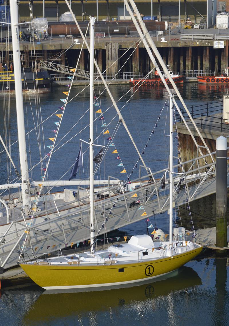 Goldstar dressed overall for the occasion photo copyright Barry Pickthall / Golden Globe Race taken at  and featuring the Cruising Yacht class