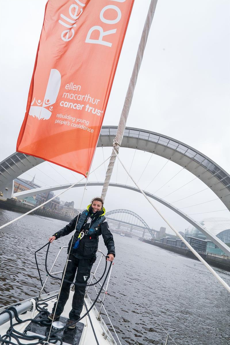 Hannah Spencer, full time Mate on the Ellen MacArthur Cancer Trust Round Britain 2017 voyage sailing under the Millennium Bridge photo copyright Ellen MacArthur Cancer Trust taken at  and featuring the Cruising Yacht class