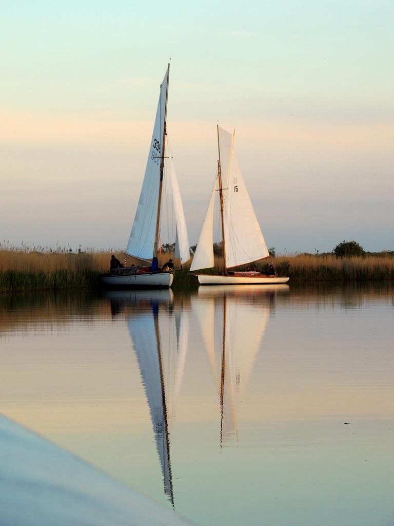 Cruisers at dawn during the 53rd Navigators & General Three Rivers Race photo copyright Holly Hancock taken at Horning Sailing Club and featuring the Cruising Yacht class