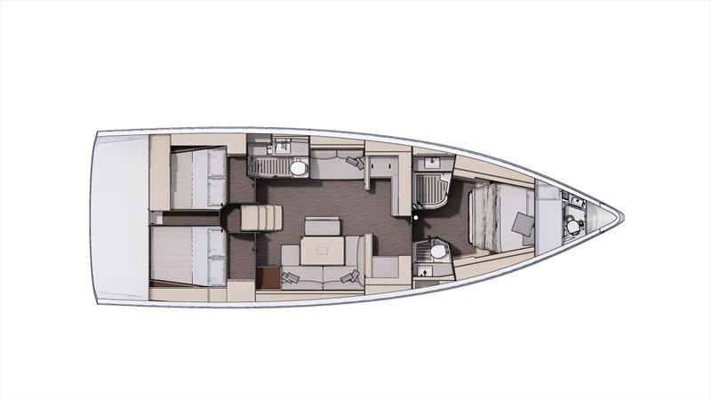 Dufour 470 Cabin layout - photo © Liz Rushall