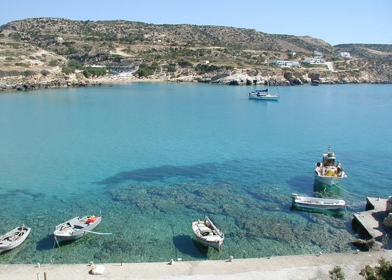 Anchored Amorfos Bay on Karpathos photo copyright Hugh & Heather Bacon taken at  and featuring the Cruising Yacht class