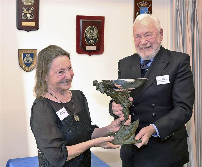 Duchess of Kent Trophy being awarded to Jeanne Socrates by Sir Robin Knox-Johnston photo copyright Jeanne Socrates taken at  and featuring the Cruising Yacht class