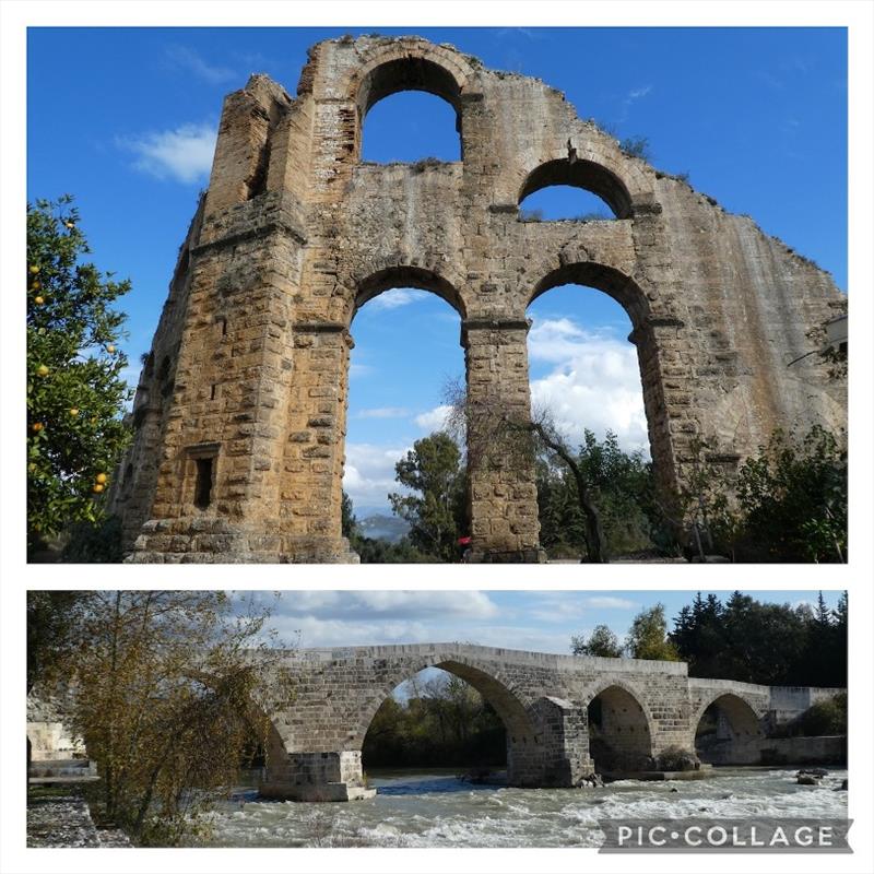 Bridge and Aqueduct at Aspendos Ruins photo copyright SV Red Roo taken at  and featuring the Cruising Yacht class