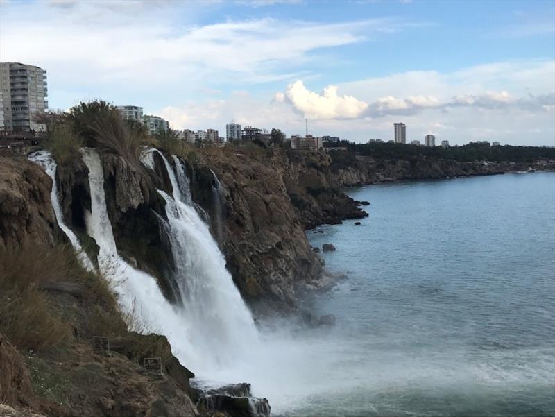 The Waterfall into the Ocean at Antalya photo copyright SV Red Roo taken at  and featuring the Cruising Yacht class