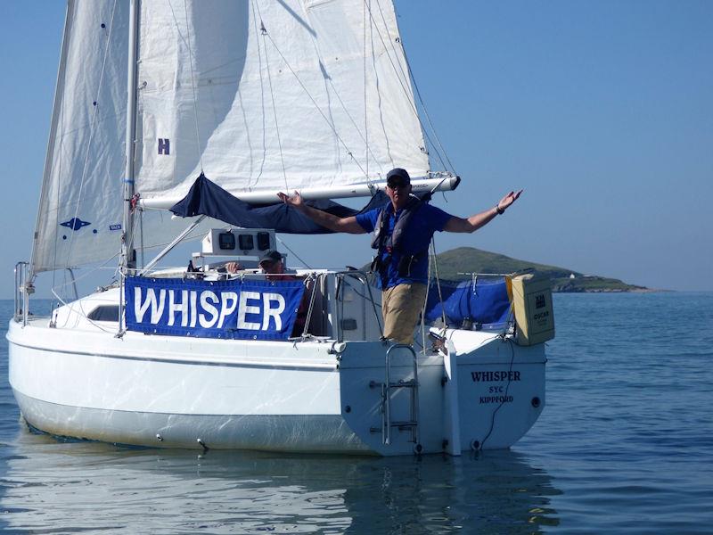 `Wind, what wind?” David Wood becalmed off Hestan Island during one of the Kippford Week 2022 cruiser races  photo copyright Becky Davison taken at Solway Yacht Club and featuring the Cruising Yacht class