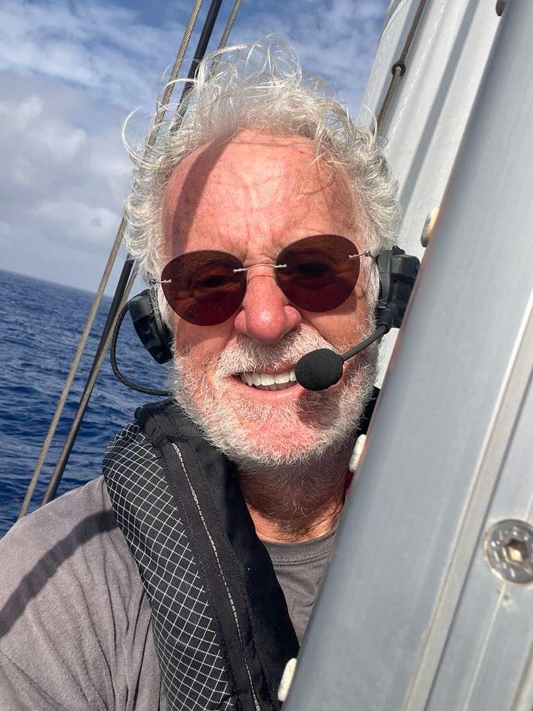 John Blakeman, captain of Agape, up in the mast photo copyright Viking Explorers Rally taken at  and featuring the Cruising Yacht class
