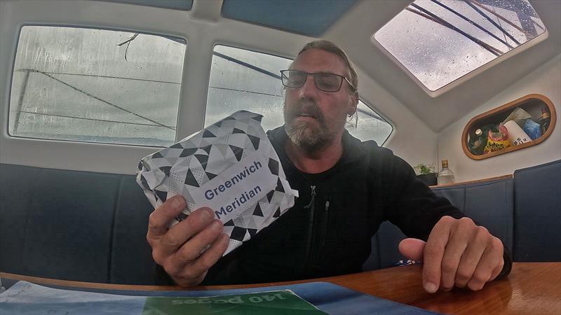 Pass the longitude present my sister made for me - Blue Moon II circumnavigation - photo © Tristan Gourlay