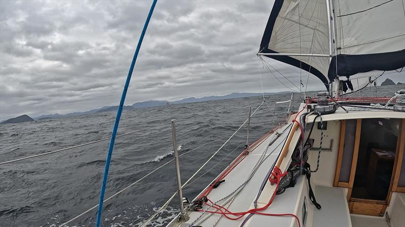 Sailing between Maatsuyker and Mewstone Islands coming home - Blue Moon II circumnavigation - photo © Tristan Gourlay