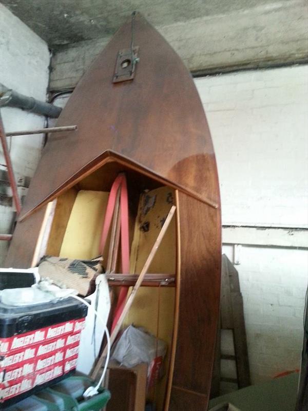 An interesting 'garage find' that had more than a few people puzzled. It is a Mark, designed as a trainer for the OK and Finn. A rare find but if carefully restored, a lovely boat to sail and a true classic single hander photo copyright David Henshall taken at  and featuring the Classic & Vintage Dinghy class