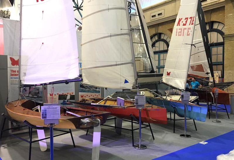Classic 'low rider' Moths on display at the RYA Dinghy Show 2019 photo copyright John Edwards taken at  and featuring the Classic & Vintage Dinghy class