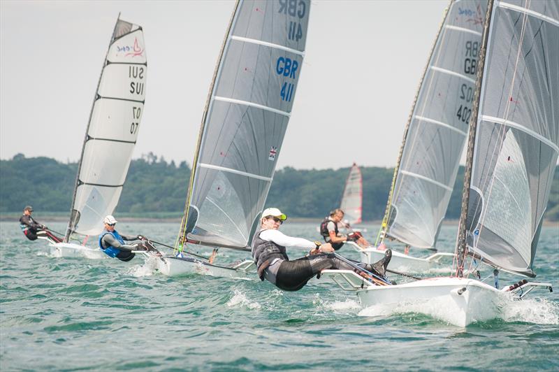 D-Ones fighting upwind at the Lymington Dinghy Regatta 2018 photo copyright Peter Fothergill / www.fothergillphotography.com taken at Lymington Town Sailing Club and featuring the D-One class