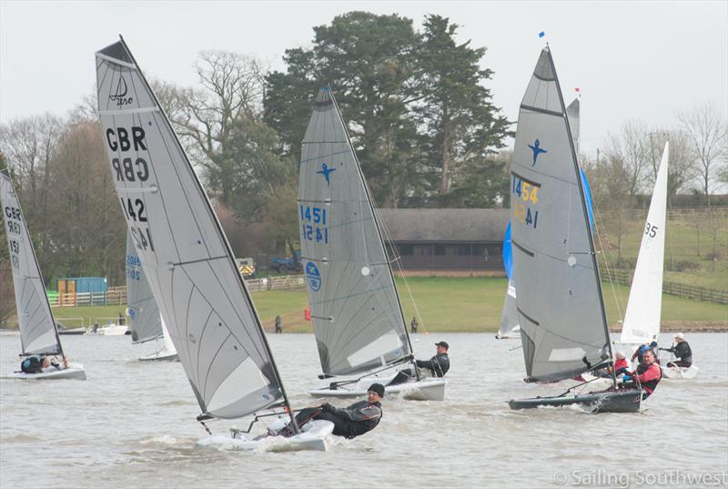 D-Zeros and Phantoms fighting it out during the Sutton Bingham Icicle: SSW Winter Series Round 8 photo copyright Lottie Miles taken at Sutton Bingham Sailing Club and featuring the D-Zero class