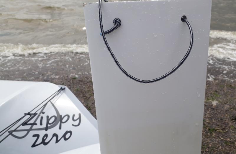 Zippy Zero's smiley rudder photo copyright Martin Hartley taken at Largs Sailing Club and featuring the D-Zero class