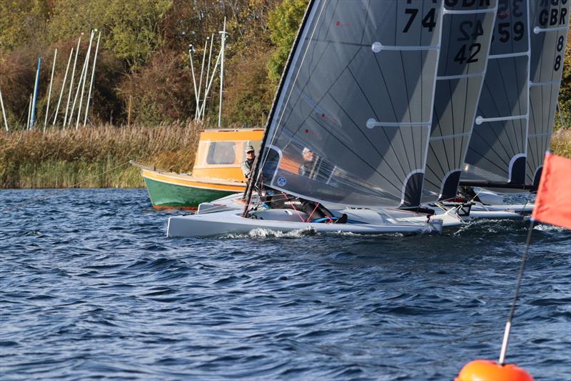 Race 3 start during the Hunts D-Zero Open photo copyright Helen Bailey taken at Hunts Sailing Club and featuring the D-Zero class