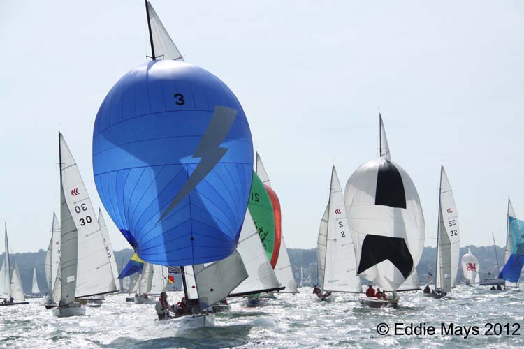 Darings on day one of Aberdeen Asset Management Cowes Week photo copyright Eddie Mays taken at Cowes Combined Clubs and featuring the Daring class
