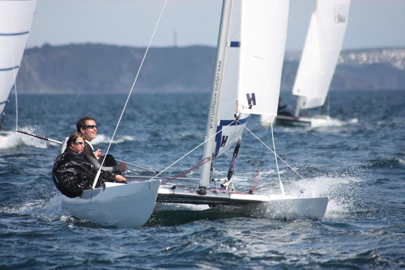 Two-up winners, Sean and Daisy Mckenna, at the 2013 Sprint 15 nationals photo copyright Pauline Love taken at Pentewan Sands Sailing Club and featuring the Dart 15 class